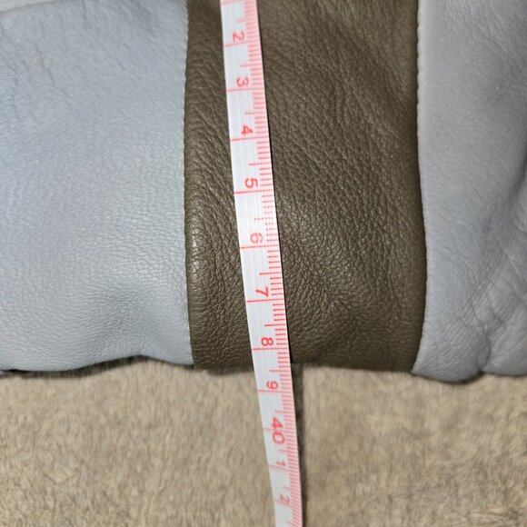 Vintage artisanal patchwork leather drawstring bag, made in Italy - Picture 7 of 9